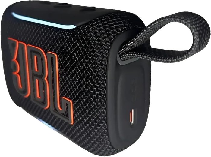 Caixinha de som bluetooth JBL Go 5 preta, à prova d'água, com alça integrada