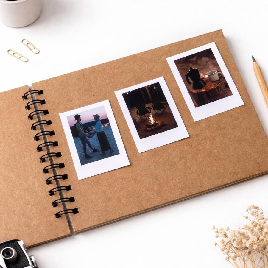 Álbum scrapbook de papel kraft com capa dura rústica para colar fotos de família