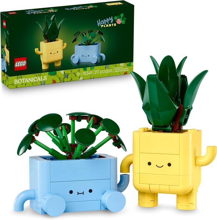 LEGO Plantas Felizes 10349 da coleção Botanical: trio de plantinhas de montar em vasinhos coloridos